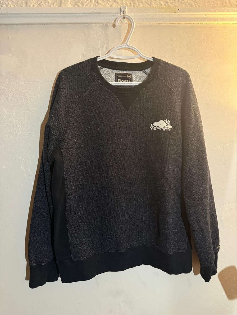 Roots Men's Black Heather Crewneck Sweater
